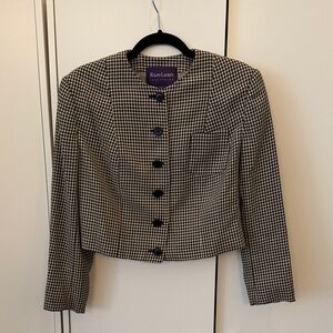 Ralph Lauren Collection Women's Black and White Houndstooth Blazer